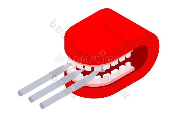 牙科医生工具采用口.牙齿的治疗.牙科医生ry矢量图解