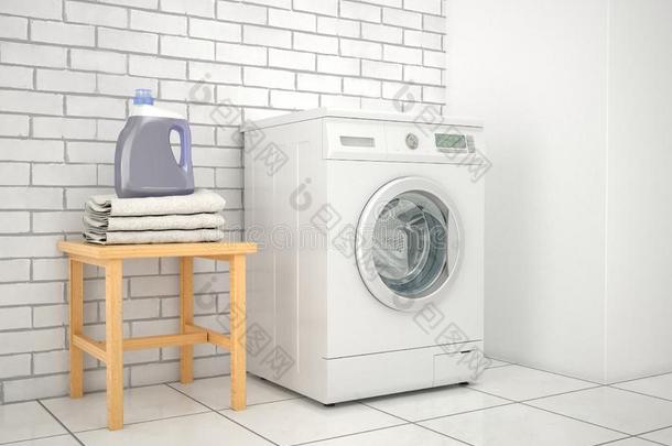 洗衣店.洗涤机器和洗涤剂和毛巾