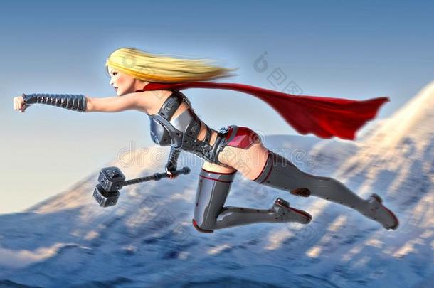 北欧人女主角女人和铁锤,挪威人的神话学超级<strong>英雄</strong>女孩