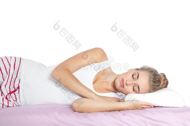 美丽的女人睡眠和整形手术的枕头