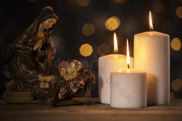 圣诞节地点关于处女玛丽和婴儿耶稣