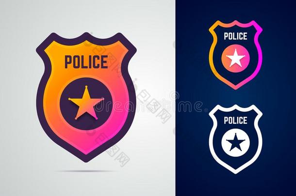 <strong>警察</strong>部门徽章和星采用现代的梯度方式.