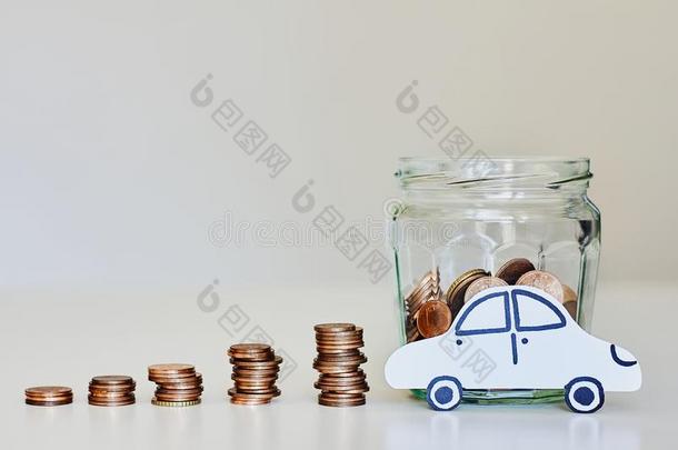 汽车贷款,汽车保险观念.玻璃罐子满的关于coinsurance联合保险,大量