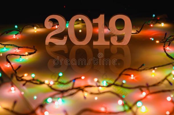 幸福的新的年2019,圣诞节和新的年背景