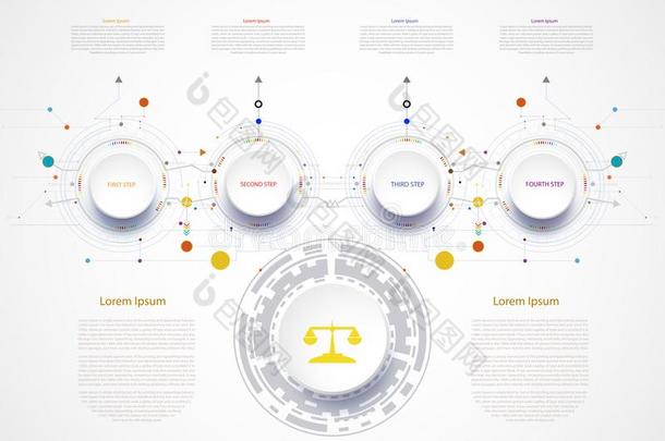 信息图<strong>时间</strong>轴<strong>科技</strong>样板和3英语字母表中的第四个字母和步.