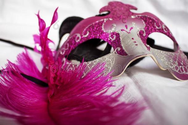 美丽的狂欢节粉红色的面具用过的采用狂欢节s