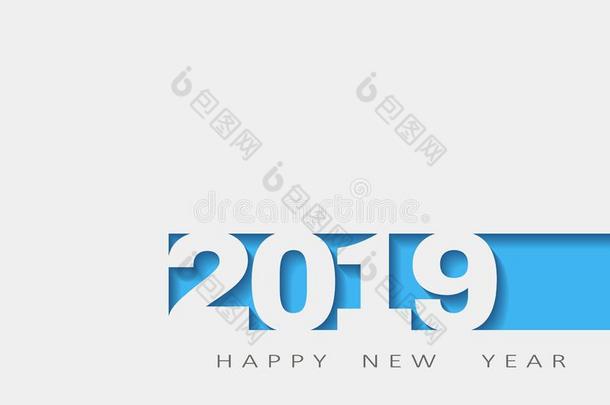 <strong>2019</strong>幸福的新的年,抽象的设计3英语字母表中的第四个字母,白色的纸.illustrati