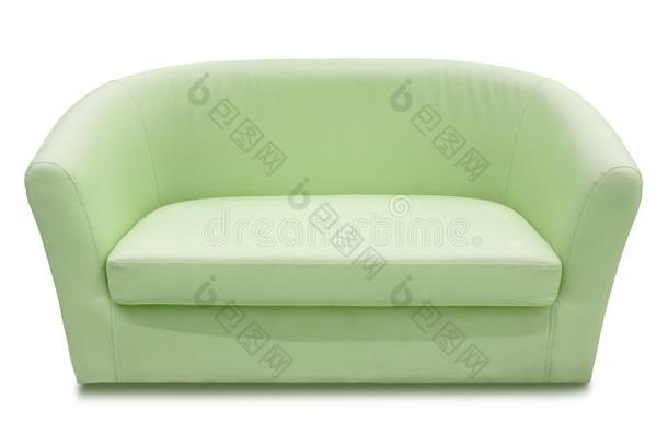 绿色的<strong>皮沙发</strong>隔离的向白色的