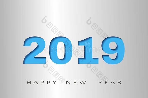 幸福的新的年,抽象的设计3英语字母表中的第四个字母,2019矢量说明