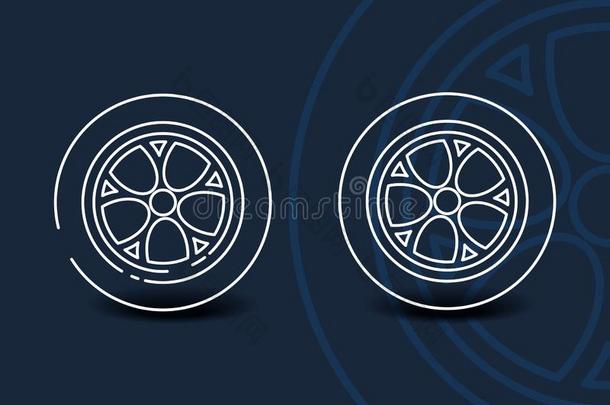 轮子直线的偶像-最小的汽车轮胎象征或符号