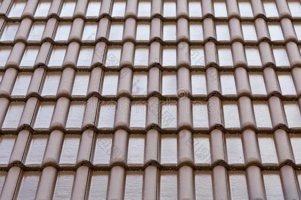 瓦片屋顶背景和质地.模式关于指已提到的人湿的瓦片屋顶.