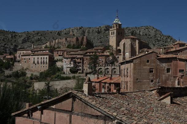 全景的看法关于Albarrazin和指已提到的人教堂