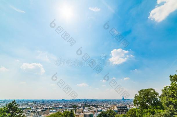 全景的看法关于巴黎看见从蒙马特尔<strong>台阶</strong>