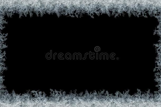 装饰的冰水晶霜花花纹框架向黑的不光滑的后座