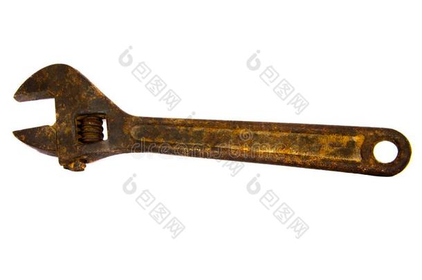老的生锈的可调整的钥匙为用螺丝拧紧螺丝钉