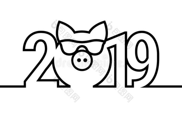 猪年2019黑的和白色的象征.矢量象征.愉快的癌症危险等级与信息系统