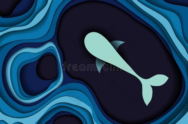 大的鲸游泳采用蓝色洋