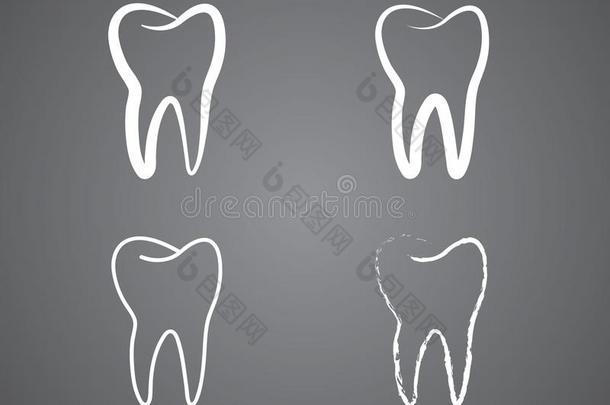 一放置关于白色的健康的牙标识为牙齿的诊所向黑的波黑