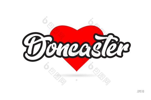 唐卡斯特城市设计凸版印刷术和红色的心偶像标识