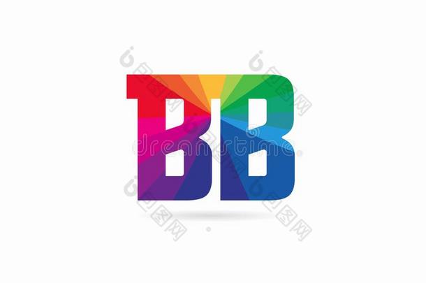 彩虹有色的字母表结合信<strong>BB</strong>英语字母表的第2个字母英语字母表的第2个字母标识设计
