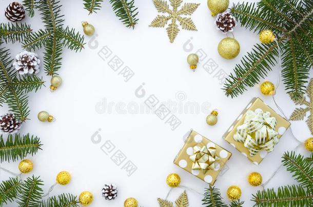 圣诞节作品.框架使关于金色的圣诞节装饰