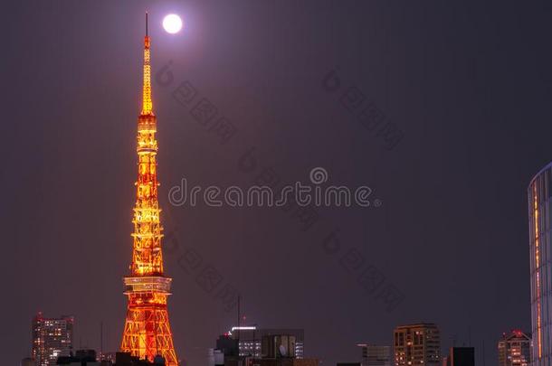 东京塔,东京,黑色亮漆.一现代的陆标塔.