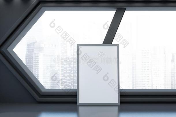 未来的办公室门厅六角形的窗,海报