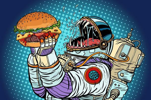 <strong>宇航员</strong>巨大的食物汉堡包.贪心和饿关于<strong>人类</strong>自负