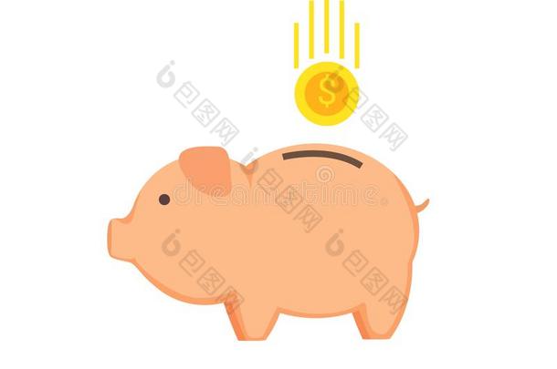 钱-盒采用形状关于猪矢量说明