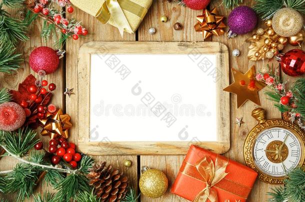 圣诞节假日背景和照片框架,装饰和英语字母表的第15个字母