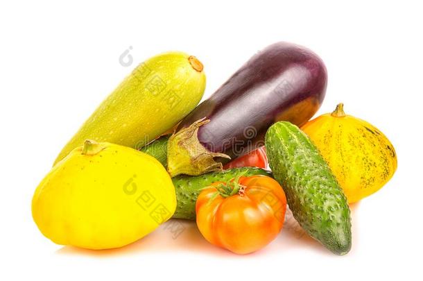 素食者健康的食物和蔬菜.番茄,黄瓜,日分