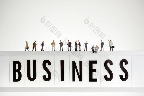 商业单词和人群关于小型的商业人