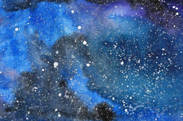 抽象的空间水彩背景,水彩星系绘画