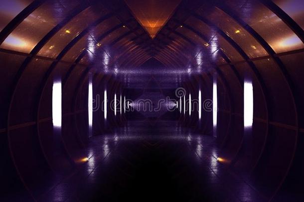 宇宙飞船走廊.未来的隧道和光.关于空的science科学英语字母表的第6个字母