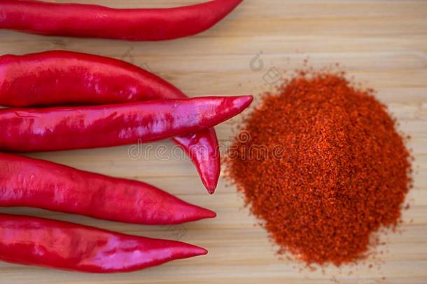 干燥的红色的胡椒粉,热的胡椒香料