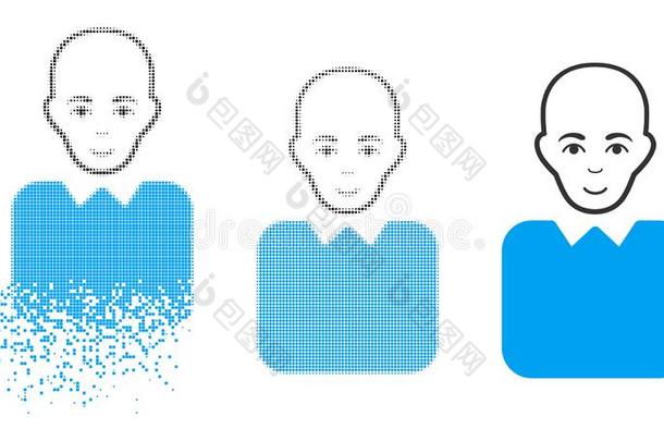 破碎的像素化的﹔图像模糊的半音秃头的官僚偶像和面容