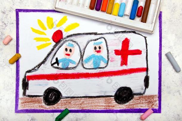绘画:救护车和护理人员