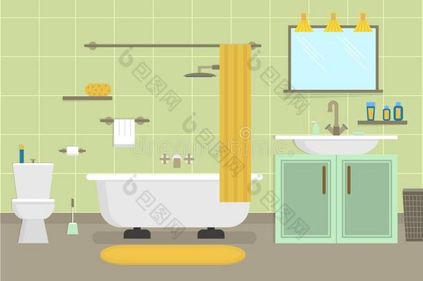 漫画干净的浴室为干净的ing房间服务卡片海报.Venezuela委内瑞拉