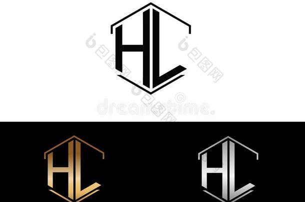 hl公司文学连接的和六边形形状标识