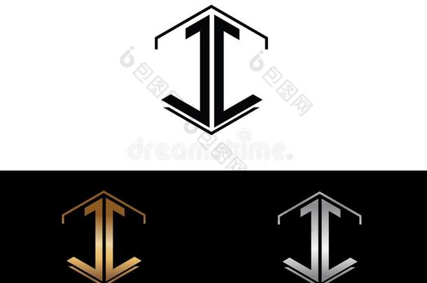 jj公司文学连接的和六边形形状标识