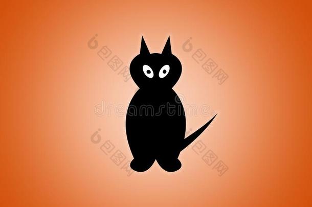 黑的猫数字有插画的报章杂志向桔子背景