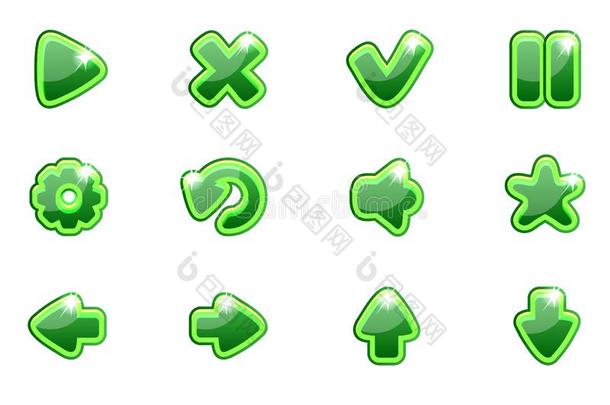 矢量绿色的收集放置玻璃button的复数为如下所述