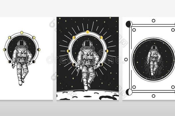 宇航员太空船上的飞行员卡.月亮相行星采用太阳的体系.一