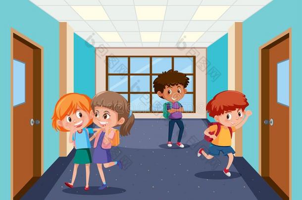 学生在学校走廊