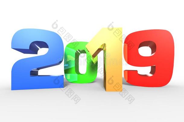 20193英语字母表中的第四个字母,横幅2019,年2019白色的背景.