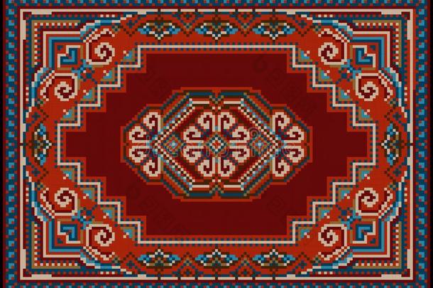 奢侈的混杂的地毯采用红色的和蓝色暮色和模式向一