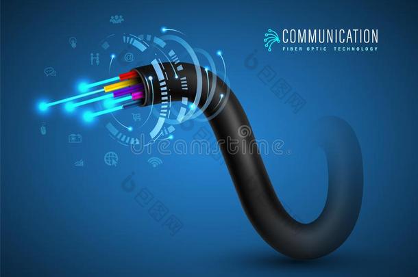 光纤眼睛的缆绳为光纤眼睛的观念和广告communication传达