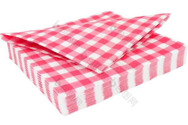 红色的有条纹或方格纹的棉布模式纸餐巾