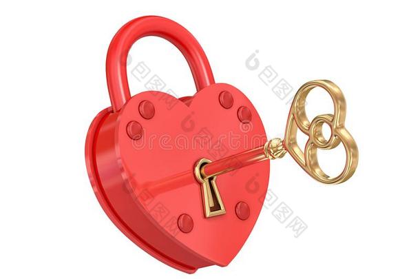 心挂锁和<strong>金色</strong>的<strong>钥匙</strong>,剪下物小路被包括的