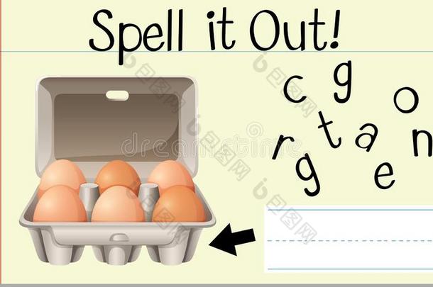 拼写英语单词鸡蛋尤指装食品或液体的)硬纸盒